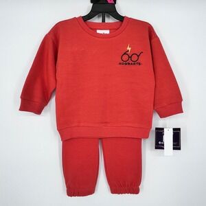 Harry Potter Sweatshirt Joggers Set Kids 18M Red Ribbed Hogwarts Hedwig NEW